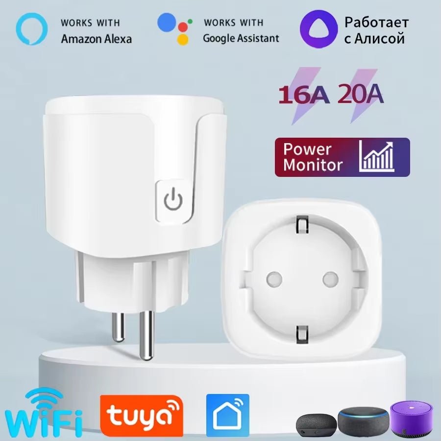 Smart WiFi Plug – Tuya App Control, Voice & Timer, 16A/20A EU Socket - TechTrendPro
