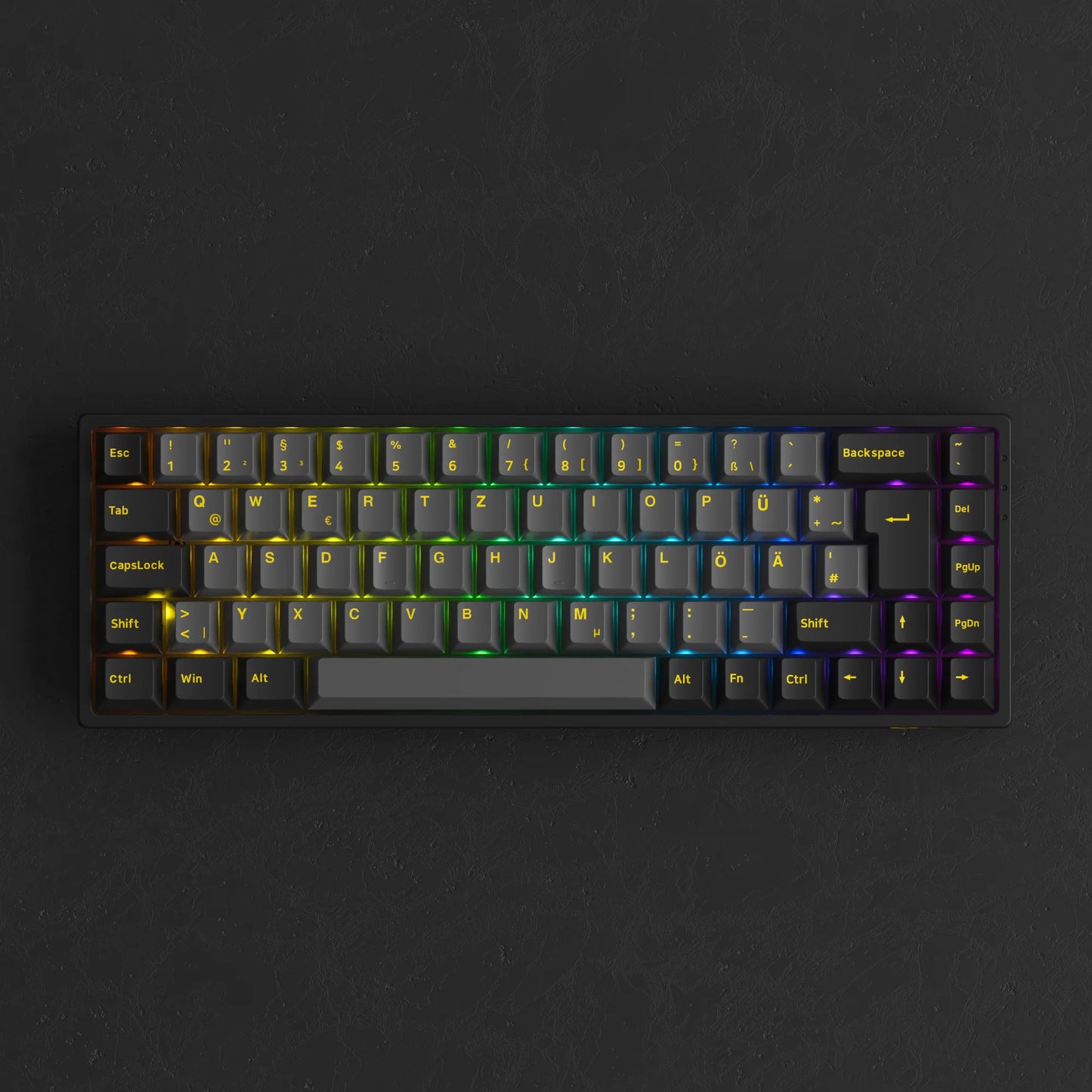 Akko 3068B Plus Schwarze &amp; Gold 65% ISO-DE Layout Mechanische Gaming-Tastatur Hot-Swap-fähig Multi-Modi 2,4 GHz / USB Typ-C / BT 5.0