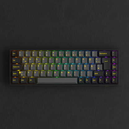 Akko 3068B Plus Schwarze &amp; Gold 65% ISO-DE Layout Mechanische Gaming-Tastatur Hot-Swap-fähig Multi-Modi 2,4 GHz / USB Typ-C / BT 5.0
