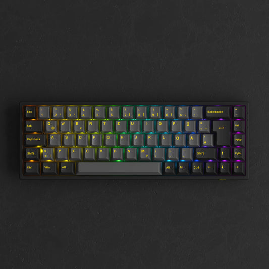 Akko 3068B Plus Schwarze &amp; Gold 65% ISO-DE Layout Mechanische Gaming-Tastatur Hot-Swap-fähig Multi-Modi 2,4 GHz / USB Typ-C / BT 5.0
