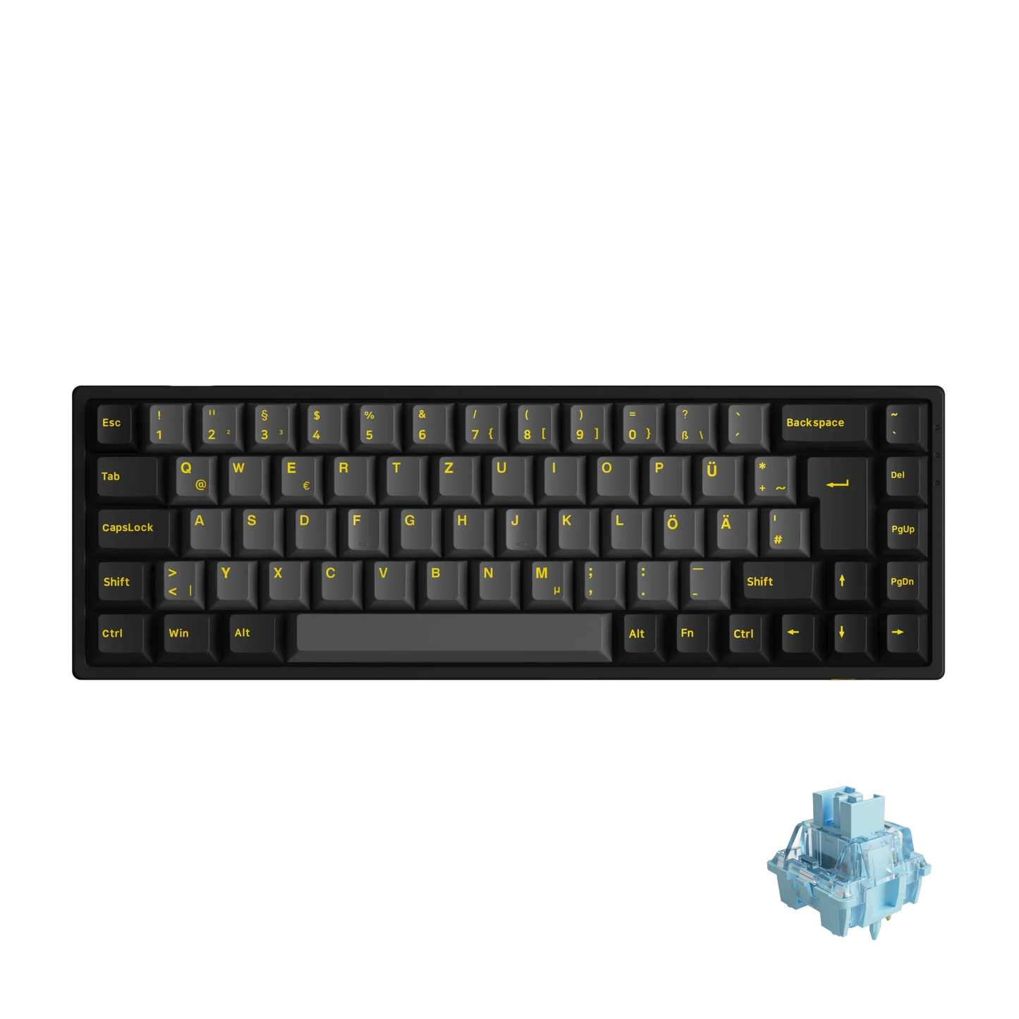 Akko 3068B Plus Schwarze &amp; Gold 65% ISO-DE Layout Mechanische Gaming-Tastatur Hot-Swap-fähig Multi-Modi 2,4 GHz / USB Typ-C / BT 5.0