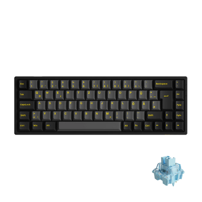 Akko 3068B Plus Schwarze &amp; Gold 65% ISO-DE Layout Mechanische Gaming-Tastatur Hot-Swap-fähig Multi-Modi 2,4 GHz / USB Typ-C / BT 5.0