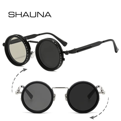 SHAUNA Retro Metal Round Polarized Sunglasses UV400 – Unisex - TechTrendPro