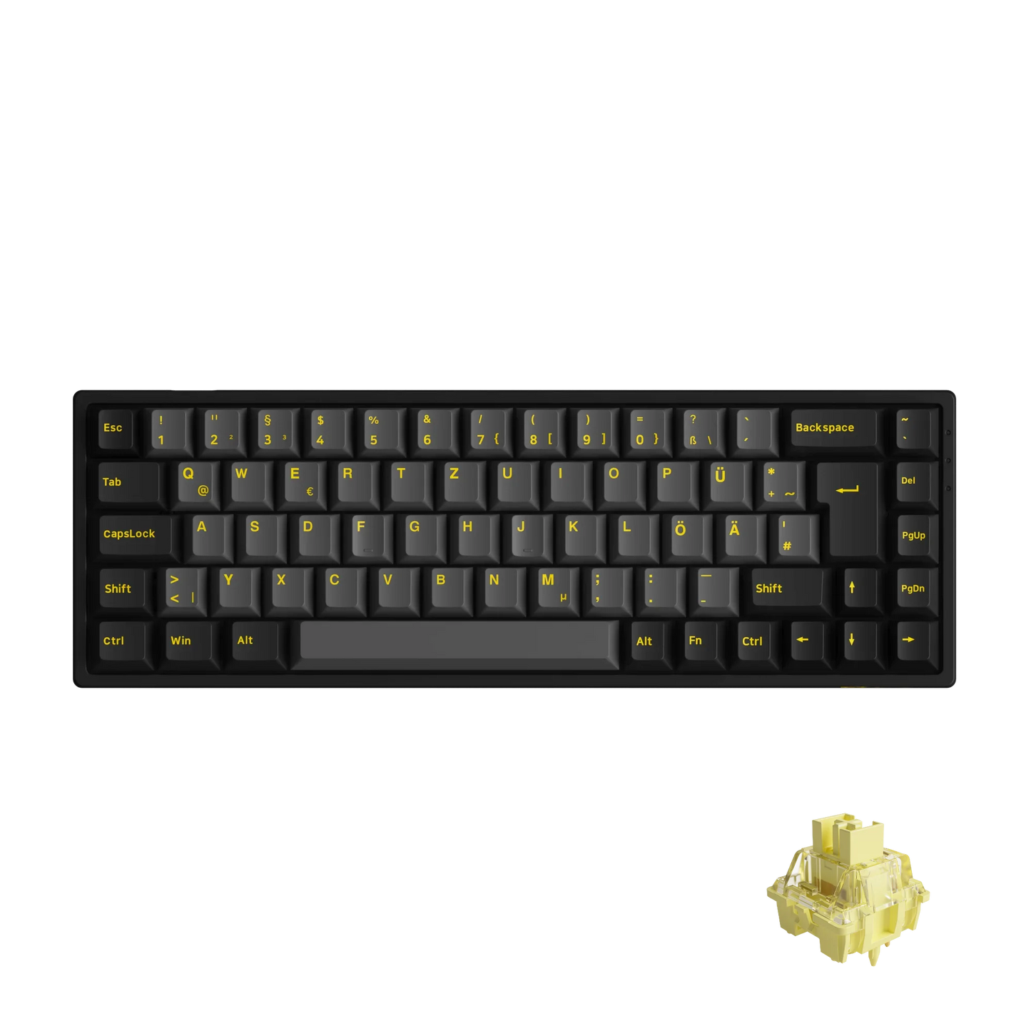 Akko 3068B Plus Schwarze &amp; Gold 65% ISO-DE Layout Mechanische Gaming-Tastatur Hot-Swap-fähig Multi-Modi 2,4 GHz / USB Typ-C / BT 5.0