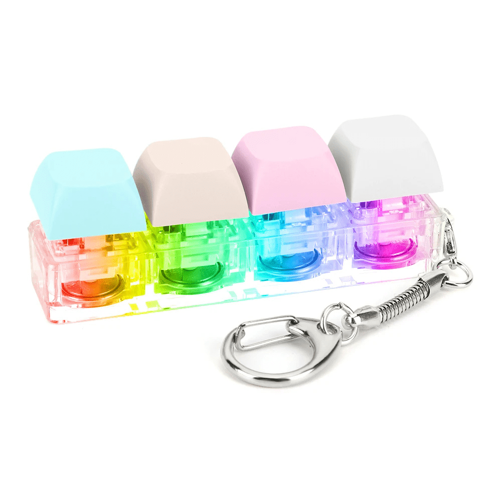 Keyboard Key Toy Party Stress Relief DIY Mechanical Keyboard Button Keycap Fidget Toys with LED Light Keychain Keyboard Caps Toy - TechTrendPro