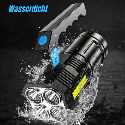 Wiederaufladbare LED-Taschenlampe mit USB-Anschluss – 4 Modi, wasserdicht, COB-Lampe, ideal für Arbeit und Camping