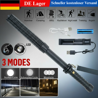 LED-Taschenlampe mit Zoomfunktion, wiederaufladbar, Notfall- und Sicherheitsleuchte, 3 Leuchtmodi, Campinglampe